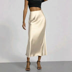Women's Slim Fit Satin Skirt Fashion Chic Solid Long Skirt - DanaFashionstore