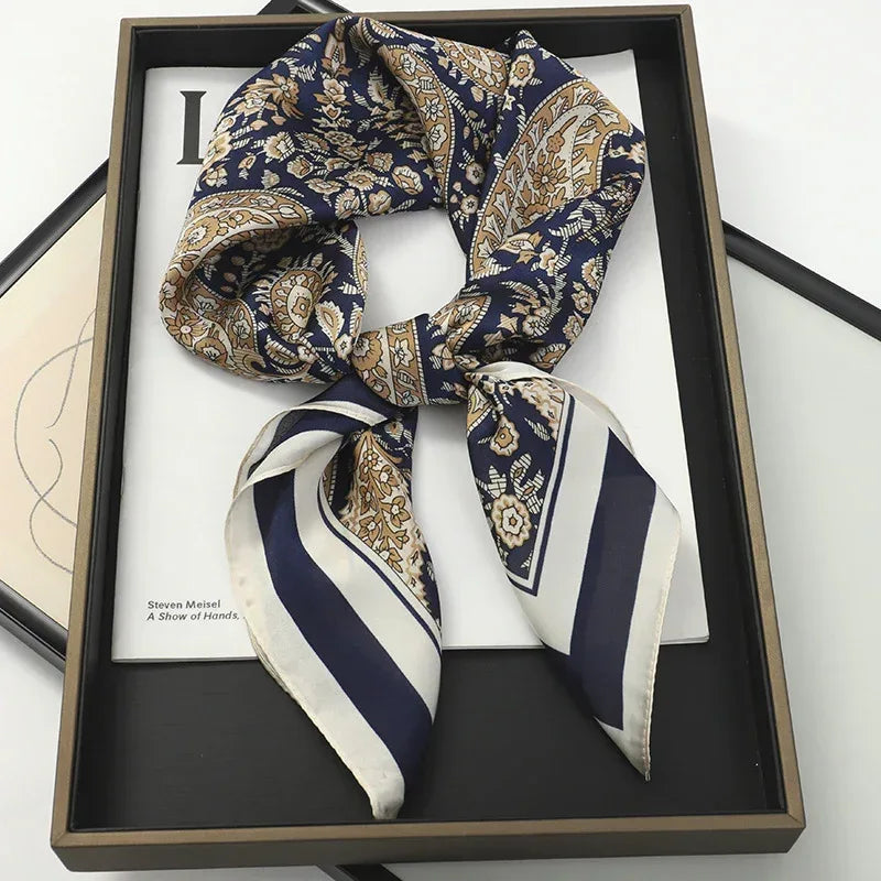 Artificial Silk Striped High-grade Korean Style Stylish Beach Arm Bag Silk Scarf - DanaFashionstore