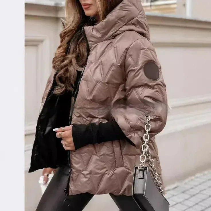 Fashion Hooded Loose-Fitting Patchwork Cotton Jacket 2026 - Long Sleeve Coat - DanaFashionstore