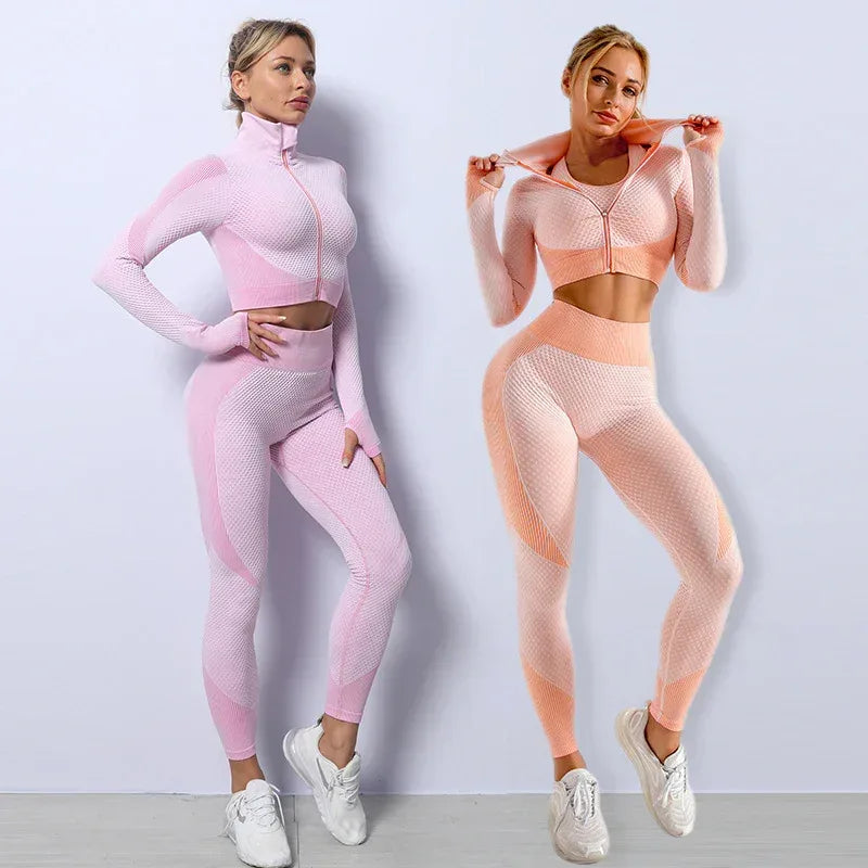 3PCS Yoga Set Seamless Sport Set Women Gym Clothing Leggings Women Crop Top Sports Bra Women Fitness Gym Set Womens Outfits Tracksuit - DanaFashionstore