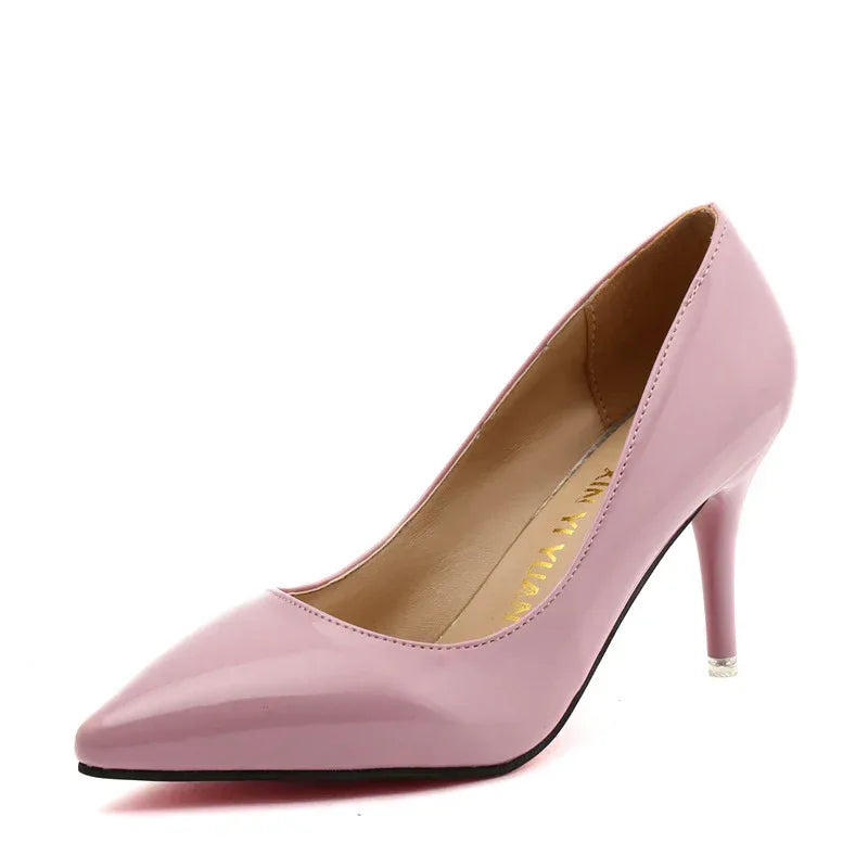 Shallow Mouth Women's Shoes Pointed Toe All-match Patent Leather Women's Single Shoes - DanaFashionstore