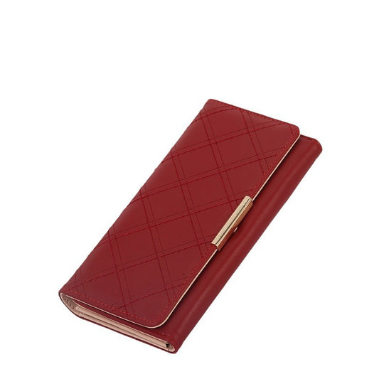 Women's Embroidery Thread Rhombus Clutch Wallet Large Capacity - Dana Fashion