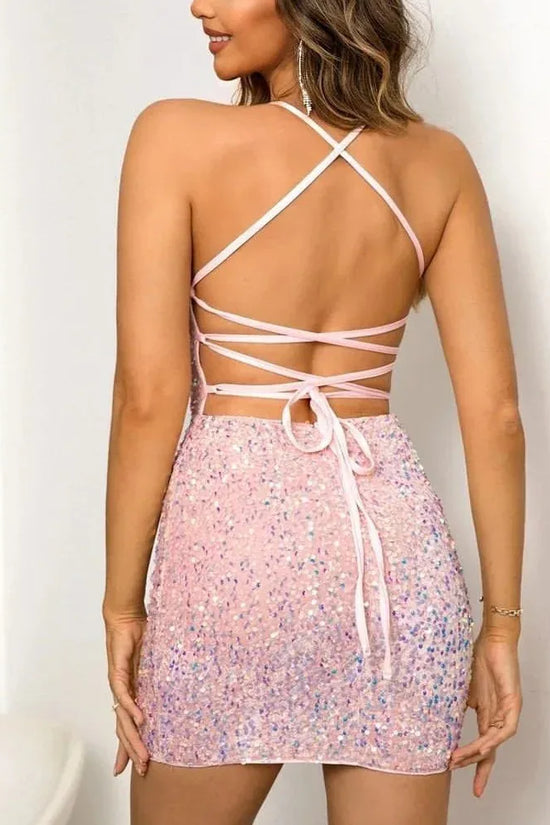 French Sequined Suspender Mini Dress - Sexy Bodycon Party Dress for Women 2025 - DanaFashionstore