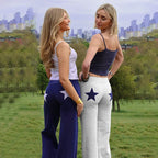 European And American Contrast Color High Elastic Sports Embroidery XINGX Printed Straight Casual Pants For Women - DanaFashionstore
