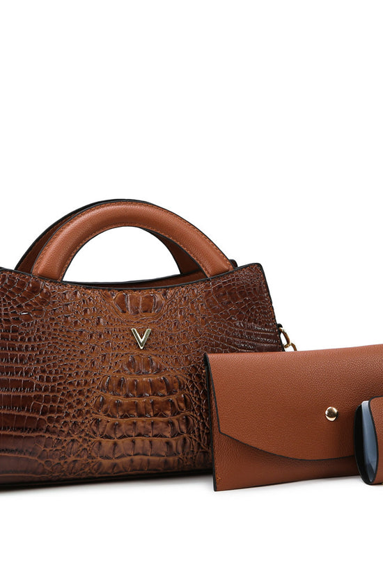 Women's Crossbody Leather Crocodile Pattern Shoulder Handbag - Dana Fashion
