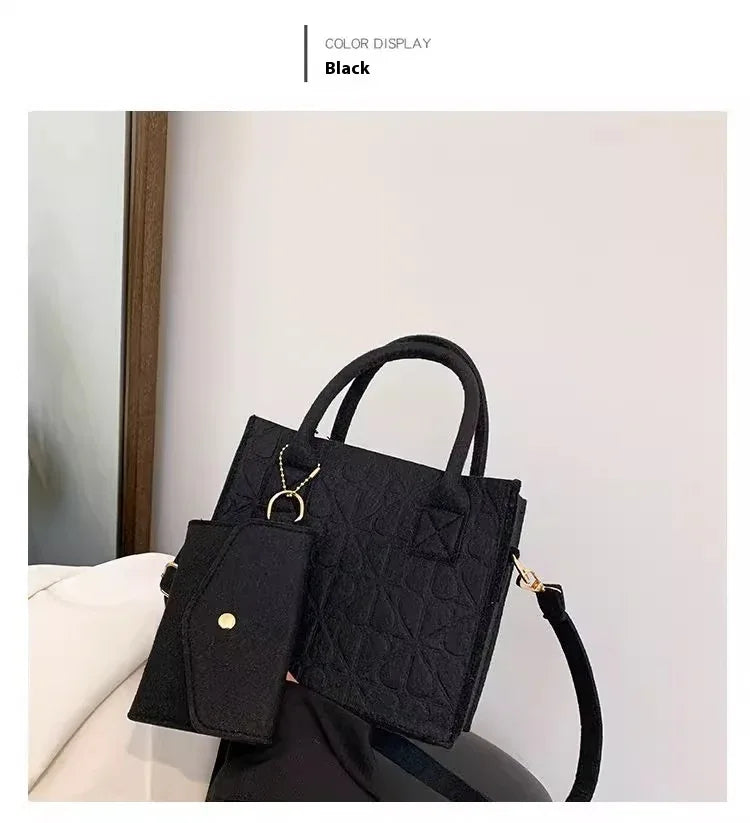 Simple Small Handbag Women's Fashion Felt One Shoulder Combination Bags - DanaFashionstore