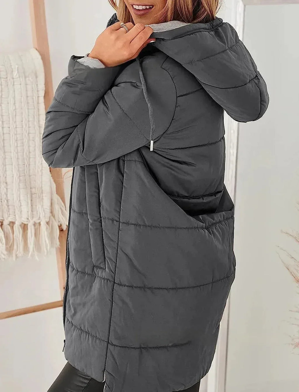Women's Hooded Solid Color Long Cotton Jacket 2026 - Pocket Winter Coat - DanaFashionstore