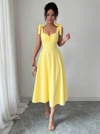 Lace-up Waist-cinching Maxi Dress - DanaFashionstore