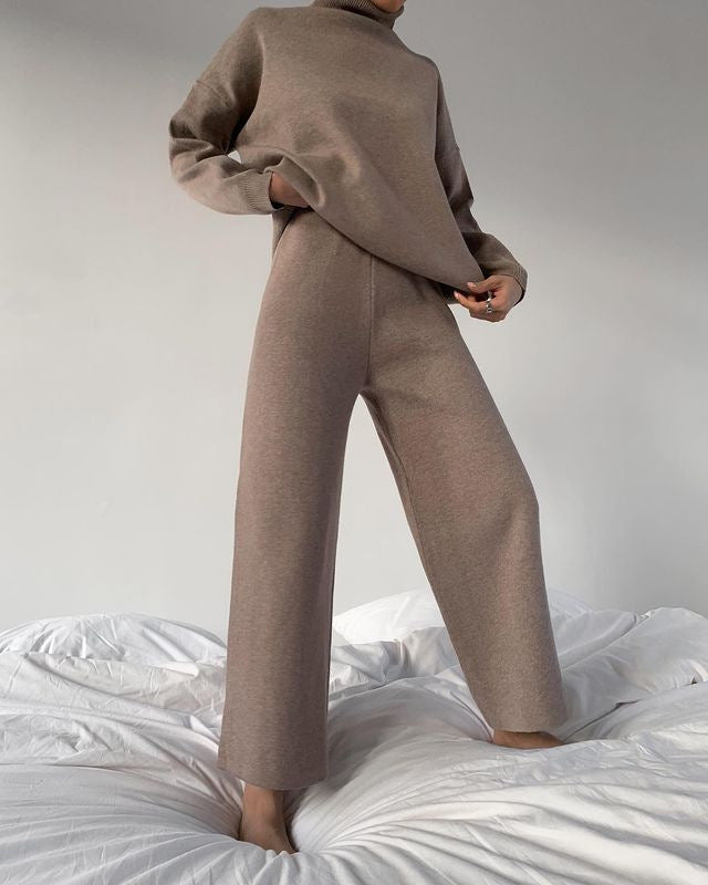 New Knitted Solid Color Loose Casual Suit
