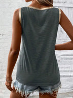 Block Edge Decor Casual Tank Top - DanaFashionstore