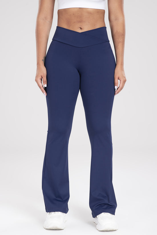 Cross Waist Side Pocket Leisure Sports Bell-bottom Pants Slim Fit Yoga Pants Women