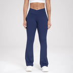 Cross Waist Side Pocket Leisure Sports Bell-bottom Pants Slim Fit Yoga Pants Women - DanaFashionstore