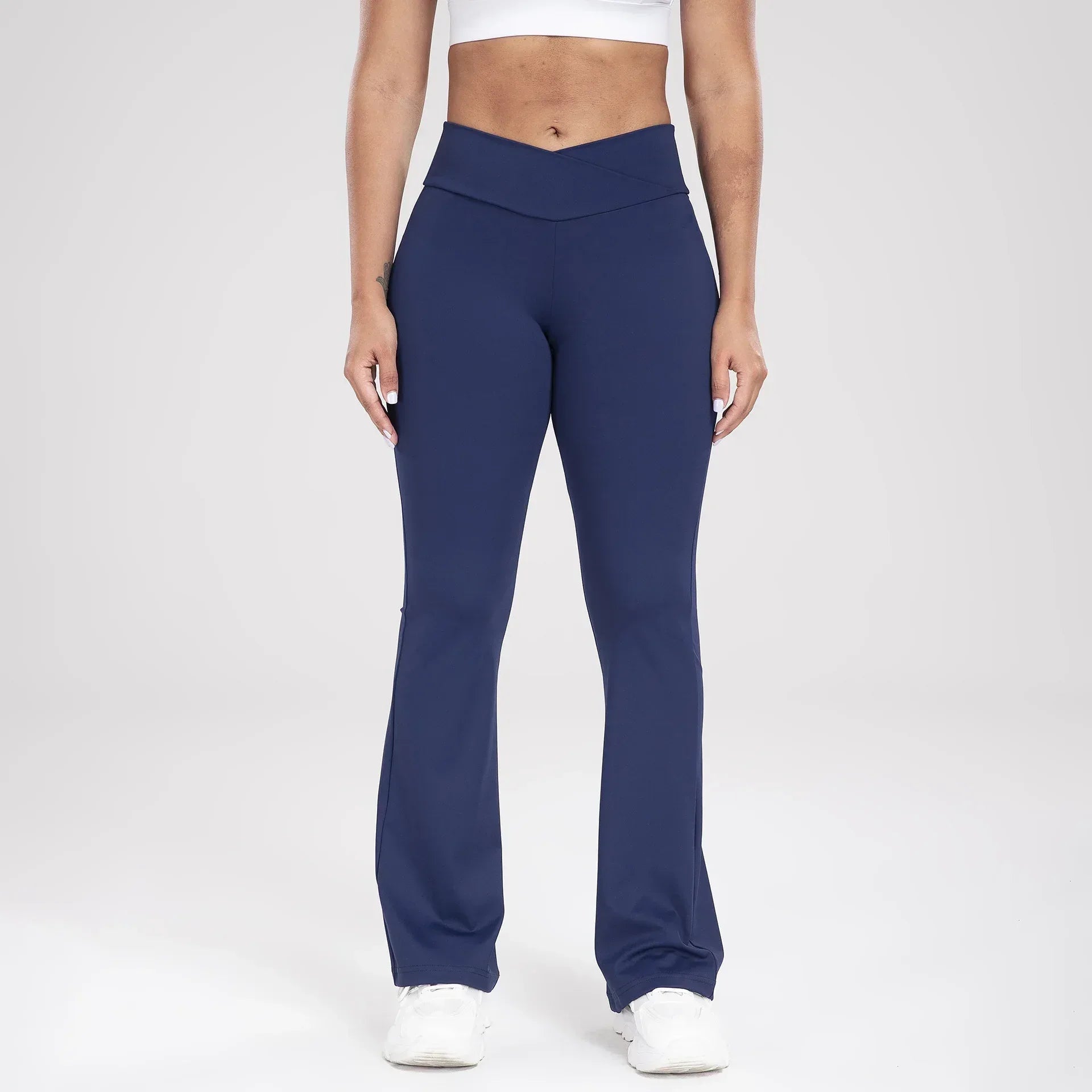 Cross Waist Side Pocket Leisure Sports Bell-bottom Pants Slim Fit Yoga Pants Women - DanaFashionstore