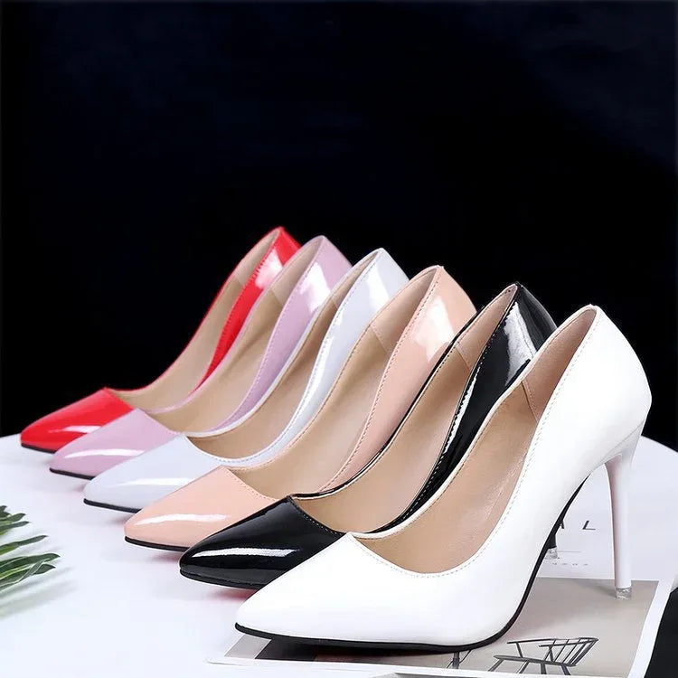 Shallow Mouth Women's Shoes Pointed Toe All-match Patent Leather Women's Single Shoes - DanaFashionstore