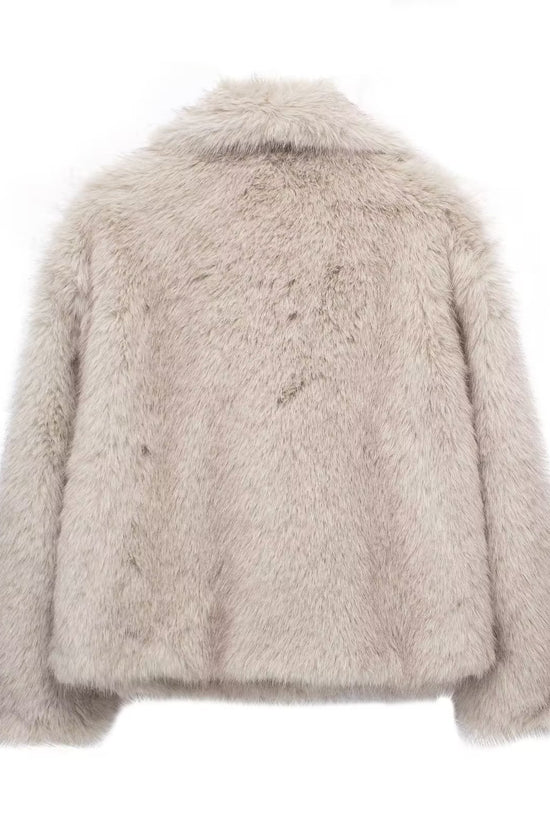 Winter Plush Coat Fashion Warm Thicken Fluffy Lapel Jacket Outwear Casual Long Sleeve Tops Womens Clothing
