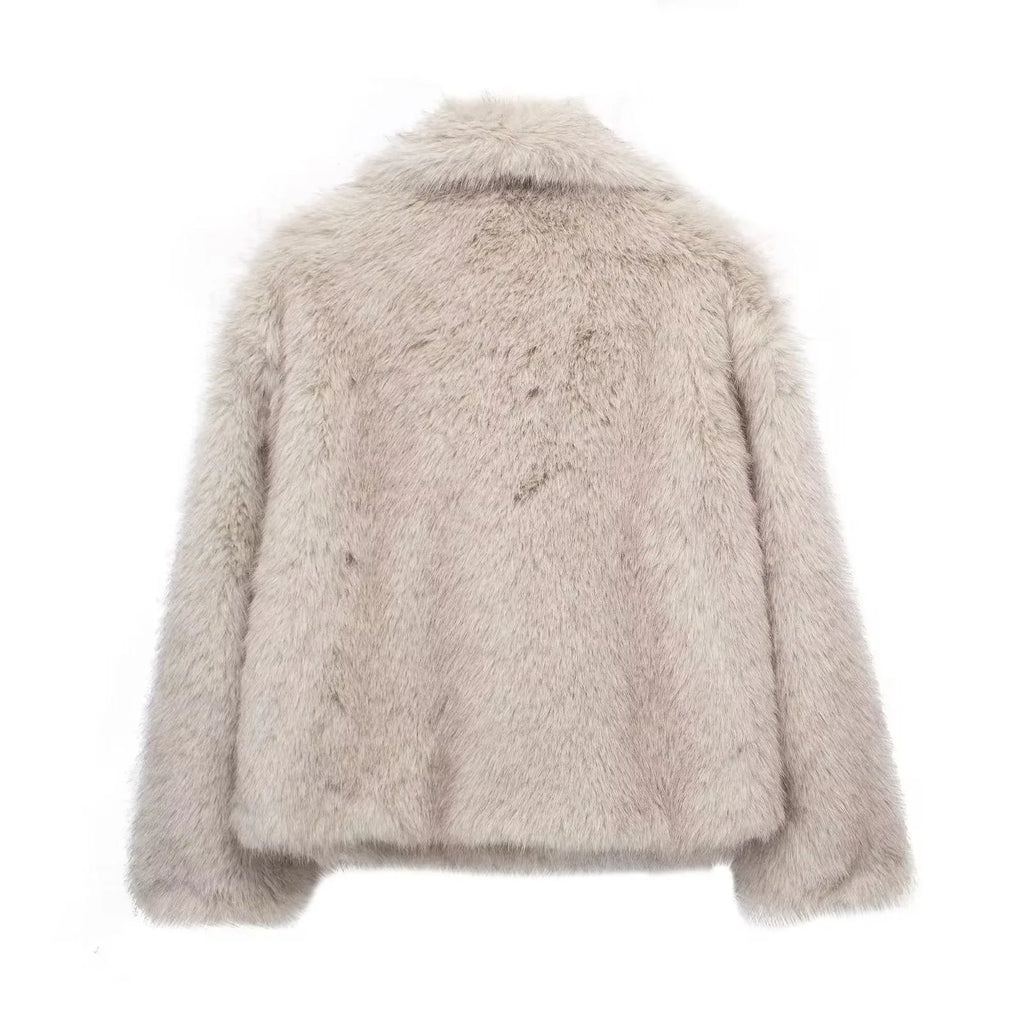 Winter Plush Coat Fashion Warm Thicken Fluffy Lapel Jacket Outwear Casual Long Sleeve Tops Womens Clothing - DanaFashionstore