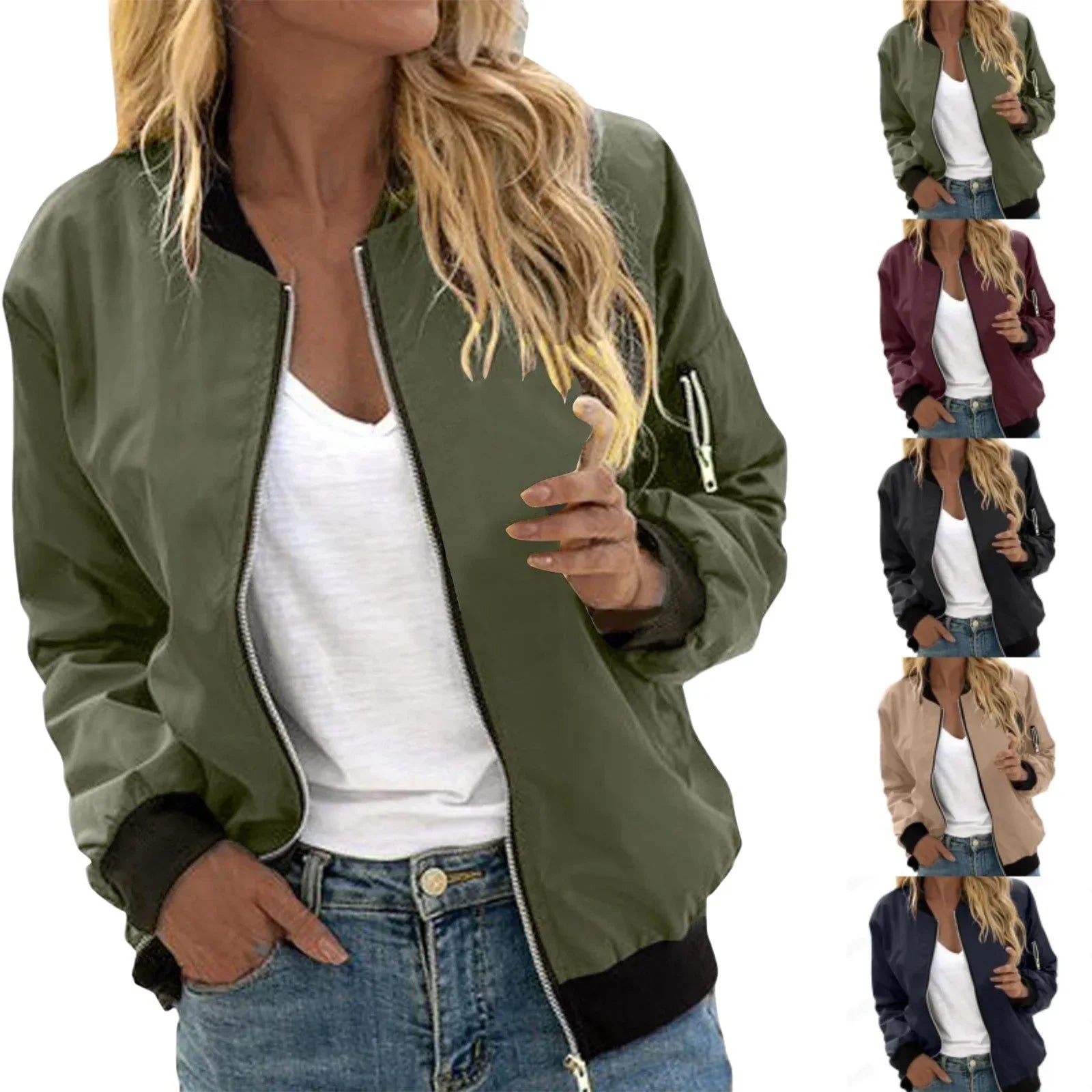 Women's Baseball Bomber Jacket 2025 - Vintage Zipper Casual Outerwear - DanaFashionstore