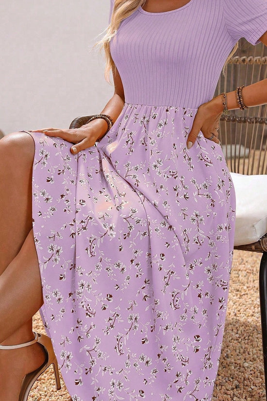 Clasi Floral Print Scoop Neck Dress Maxi Women Outfit