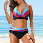 Spring And Summer New Swimwear Spot European And American Sexy Split Color Matching High Waist Swimsuit Bikini - DanaFashionstore