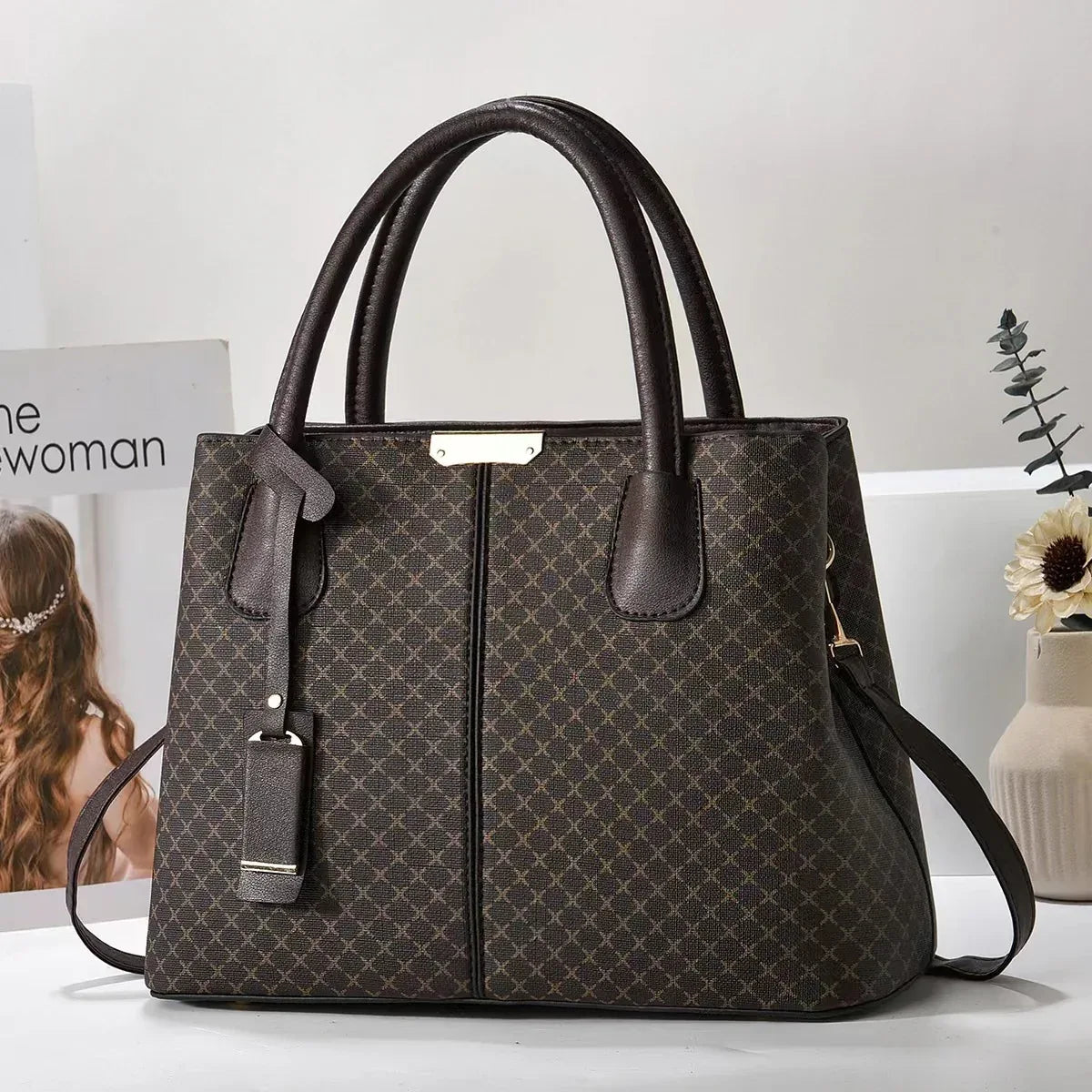New Printed Tote Portable Shoulder Crossbody Women's Bag Middle-aged Lady Mother High Sense - DanaFashionstore
