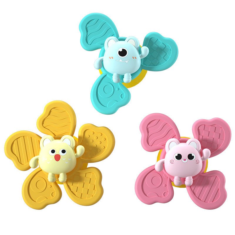 Baby Bath Spinning Top Toy Safe Interesting Baby Bath Toys Animal Hand Spinner Toys With Suction Cups Spin Toy $21.55 Dana Fashion style: Combination Toys & Hobbies Overview: When feeding the baby, stick Zhuan Zhuan Le on the dining table or wall, and the