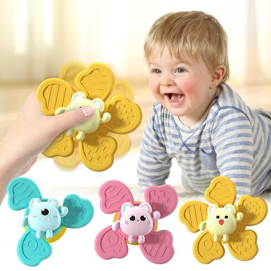 Baby Bath Spinning Top Toy Safe Interesting Baby Bath Toys Animal Hand Spinner Toys With Suction Cups Spin Toy $21.55 Dana Fashion style: Combination Toys & Hobbies Overview: When feeding the baby, stick Zhuan Zhuan Le on the dining table or wall, and the