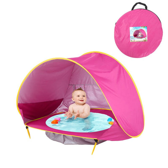 Baby Beach Tent Kids Outdoor Camping Easy Fold Up Waterproof Up Sun Awning Tent UV-protecting $54.85 Dana Fashion Color: Blue Baby & Mother Overview: NEW Design Concept: Designed for children under 3 years of age, Can accommodate 1-3 people. At the bottom