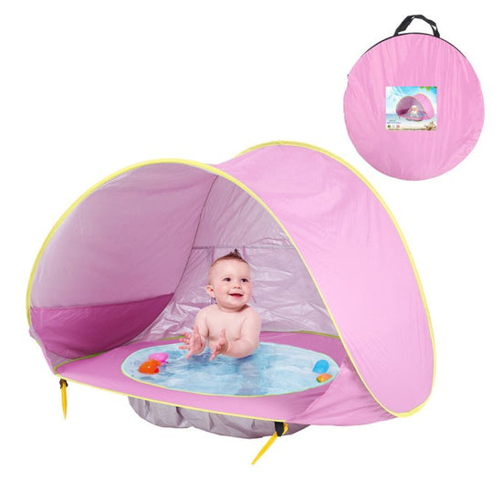 Baby Beach Tent Kids Outdoor Camping Easy Fold Up Waterproof Up Sun Awning Tent UV-protecting $54.85 Dana Fashion Color: Blue Baby & Mother Overview: NEW Design Concept: Designed for children under 3 years of age, Can accommodate 1-3 people. At the bottom