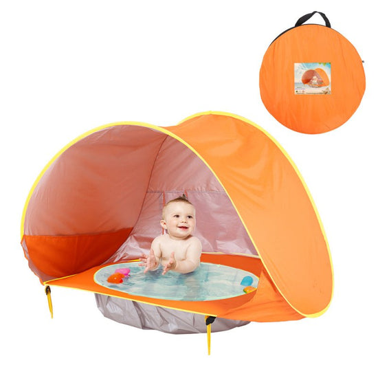 Baby Beach Tent Kids Outdoor Camping Easy Fold Up Waterproof Up Sun Awning Tent UV-protecting $54.85 Dana Fashion Color: Orange Baby & Mother Overview: NEW Design Concept: Designed for children under 3 years of age, Can accommodate 1-3 people. At the bott