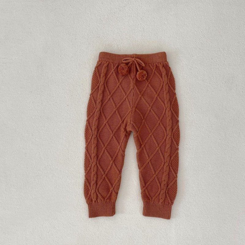 Baby Boys And Girls Rhombus Knitted Pure Beam Long Pants $39.91 Dana Fashion Color: Ugyen Suitable For Height: 100cm Baby Clothing Product information: Pattern: plaid, solid color Color: Ugyen, apricot White Pants length: trousers Fly opening: hairband be