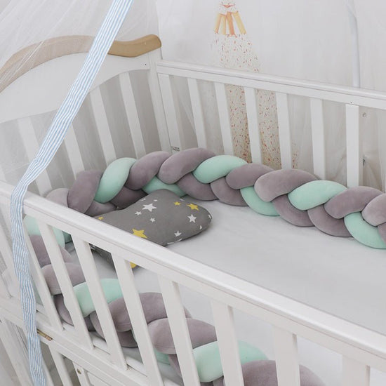 Baby Bumper Bed Braid Knot Pillow Cushion Bumper for Infant cuna Bebe lit Crib Protector Cot Bumper Room Decor $34.84 Dana Fashion Color: Grey Grey Blue Size: 1M Baby Clothing Overview: 1. Safety protection, anti-collision and anti-pinch Surrounding prote