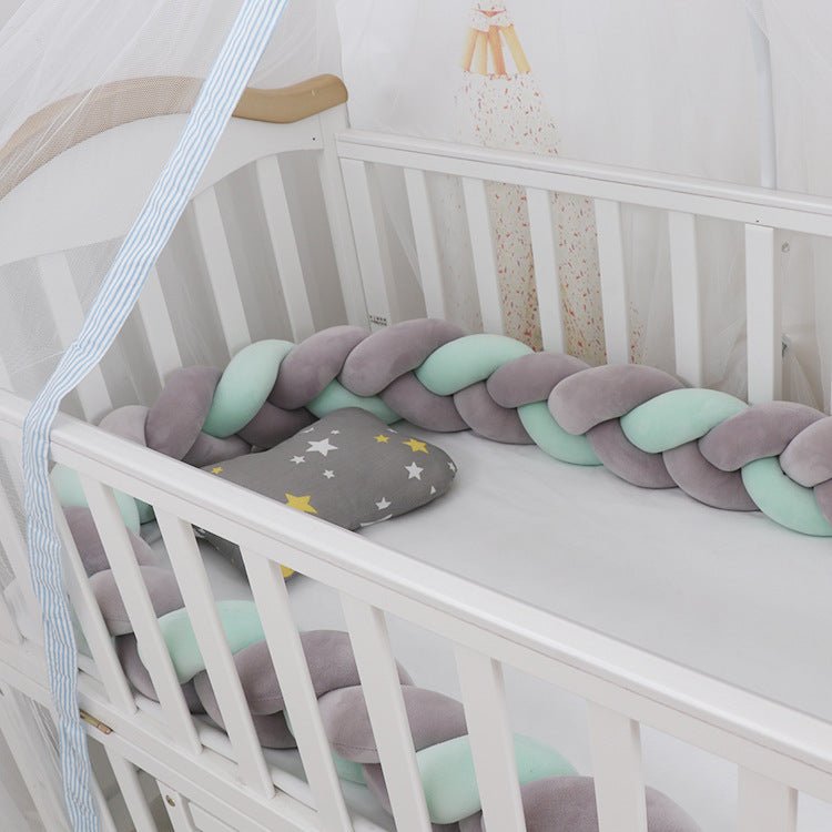Baby Bumper Bed Braid Knot Pillow Cushion Bumper for Infant cuna Bebe lit Crib Protector Cot Bumper Room Decor $34.84 Dana Fashion Color: Grey Grey Blue Size: 1M Baby Clothing Overview: 1. Safety protection, anti-collision and anti-pinch Surrounding prote