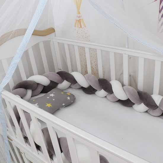 Baby Bumper Bed Braid Knot Pillow Cushion Bumper for Infant cuna Bebe lit Crib Protector Cot Bumper Room Decor $35.35 Dana Fashion Color: Grey and dark grey Size: 1M Baby Clothing Overview: 1. Safety protection, anti-collision and anti-pinch Surrounding p