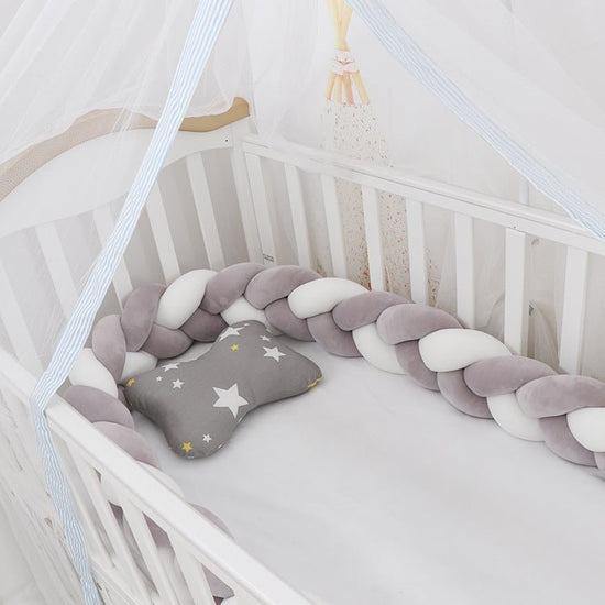 Baby Bumper Bed Braid Knot Pillow Cushion Bumper for Infant cuna Bebe lit Crib Protector Cot Bumper Room Decor $34.84 Dana Fashion Color: Grayish white Size: 1M Baby Clothing Overview: 1. Safety protection, anti-collision and anti-pinch Surrounding protec