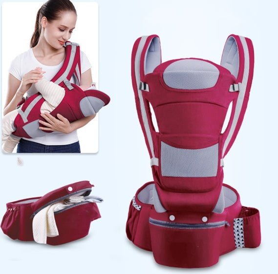 Baby carrier baby waist stool breathable multifunction $82.98 Dana Fashion Color: Red cotton Baby & Mother Fabric: fabric cotton, lining polyester Has a long back panel to protect your baby from the wind and the sun The long back plate also protects the b