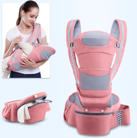 Baby carrier baby waist stool breathable multifunction $82.98 Dana Fashion Color: Cherry pink cotton Baby & Mother Fabric: fabric cotton, lining polyester Has a long back panel to protect your baby from the wind and the sun The long back plate also protec