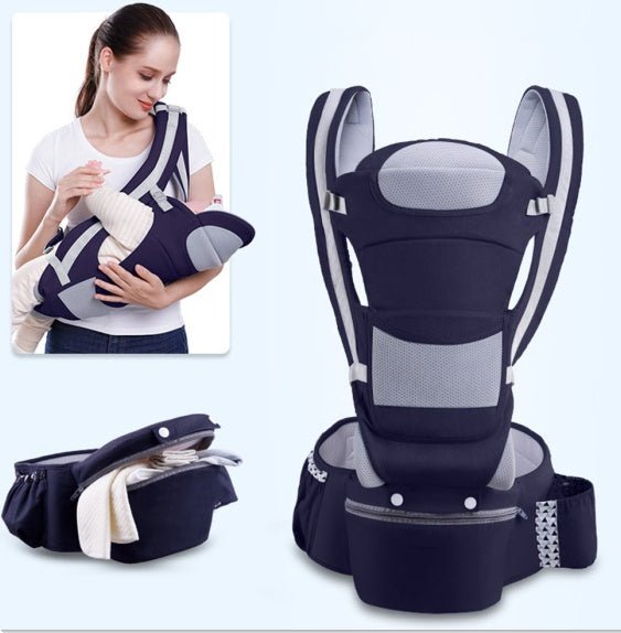 Baby carrier baby waist stool breathable multifunction $82.98 Dana Fashion Color: Blue cotton Baby & Mother Fabric: fabric cotton, lining polyester Has a long back panel to protect your baby from the wind and the sun The long back plate also protects the