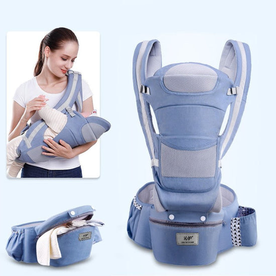 Baby carrier baby waist stool breathable multifunction $83.44 Dana Fashion Color: Sky blue Baby & Mother Fabric: fabric cotton, lining polyester Has a long back panel to protect your baby from the wind and the sun The long back plate also protects the bab