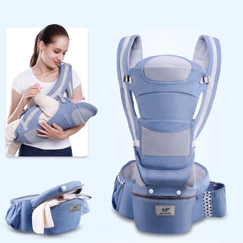 Baby carrier baby waist stool breathable multifunction $83.44 Dana Fashion Color: Sky blue Baby & Mother Fabric: fabric cotton, lining polyester Has a long back panel to protect your baby from the wind and the sun The long back plate also protects the bab