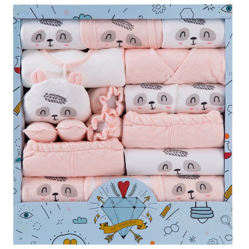 Baby Clothes Cotton Newborn Gift Box Set $69.50 Dana Fashion Color: Pink Size: Newborn style: B Baby Clothing Product Information : Applicable gender: Neutral/male and female Gift box content: Clothing + accessories / supplies Thickness: Thin section Suit