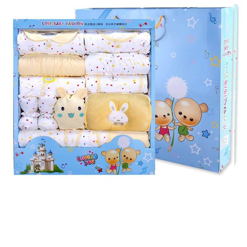 Baby Clothes Spring And Autumn Suit For Newborn $82.44 Dana Fashion style: 18pieces of yellow Child size: 59cm Baby Clothing Product information: Material: Cotton Style: casual Features: Lapel strap Colour: blue, pink, yellow Size Information: Note: 1. As
