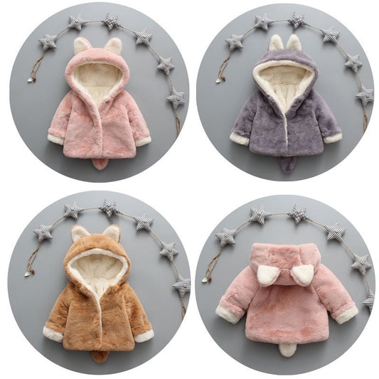 Baby cotton coat $28.56 Dana Fashion Color: Beige Size: 100cm Baby Clothing Fabric Technology: Flocking Filling: 96% cotton and above Thickness: thick pattern: plain Main fabric composition: polyester fiber (polyester) Color: pink (plus velvet plus cotton