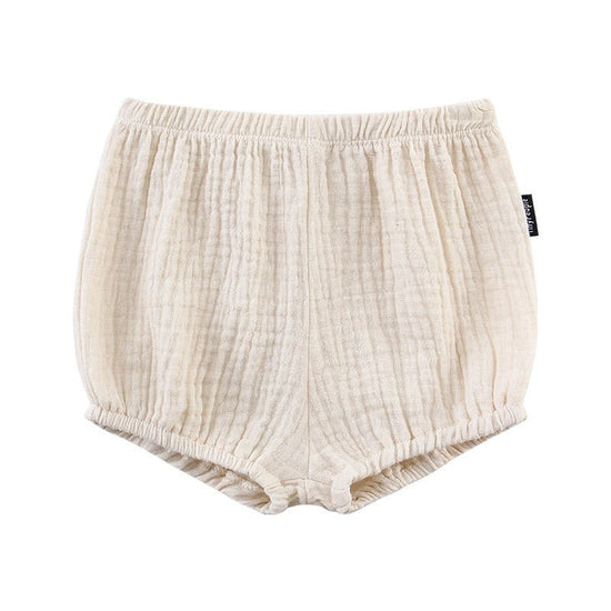 Baby Cotton Crepe Shorts Summer Breathable Light Pants Baby Bloomers $15.72 Dana Fashion Color: Offwhite Size: 100cm Baby Clothing Product information: Made of: Cotton Whether to open the crotch: do not open the crotch Waist: middle waist Applicable gende