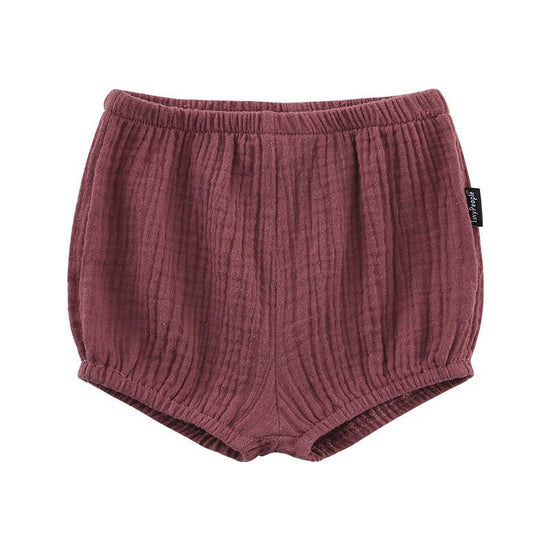Baby Cotton Crepe Shorts Summer Breathable Light Pants Baby Bloomers $15.72 Dana Fashion Color: Purple Size: 100cm Baby Clothing Product information: Made of: Cotton Whether to open the crotch: do not open the crotch Waist: middle waist Applicable gender: