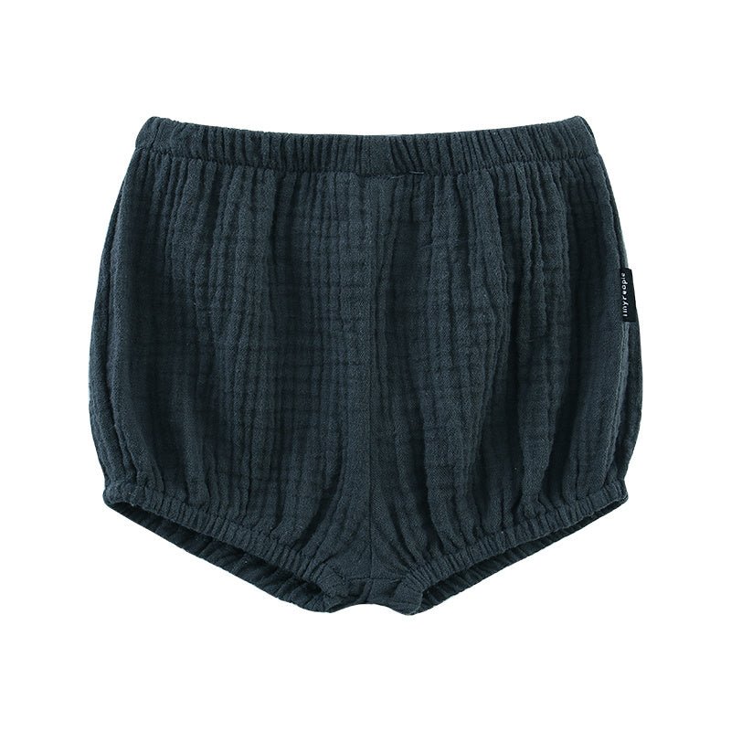 Baby Cotton Crepe Shorts Summer Breathable Light Pants Baby Bloomers $15.72 Dana Fashion Color: Navy Size: 100cm Baby Clothing Product information: Made of: Cotton Whether to open the crotch: do not open the crotch Waist: middle waist Applicable gender: n