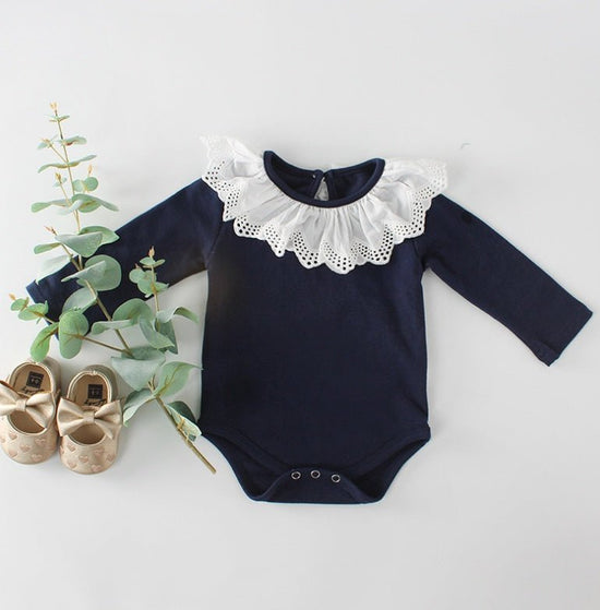 Baby cotton one-piece clothing $16.40 Dana Fashion Color: Blue Size: 66cm Baby Clothing Sleeve length: long sleeve Hooded or not: not Hooded Thickness: ordinary Main fabric composition: Cotton Main fabric content: 100% Closed style: Pullover Color: navy b