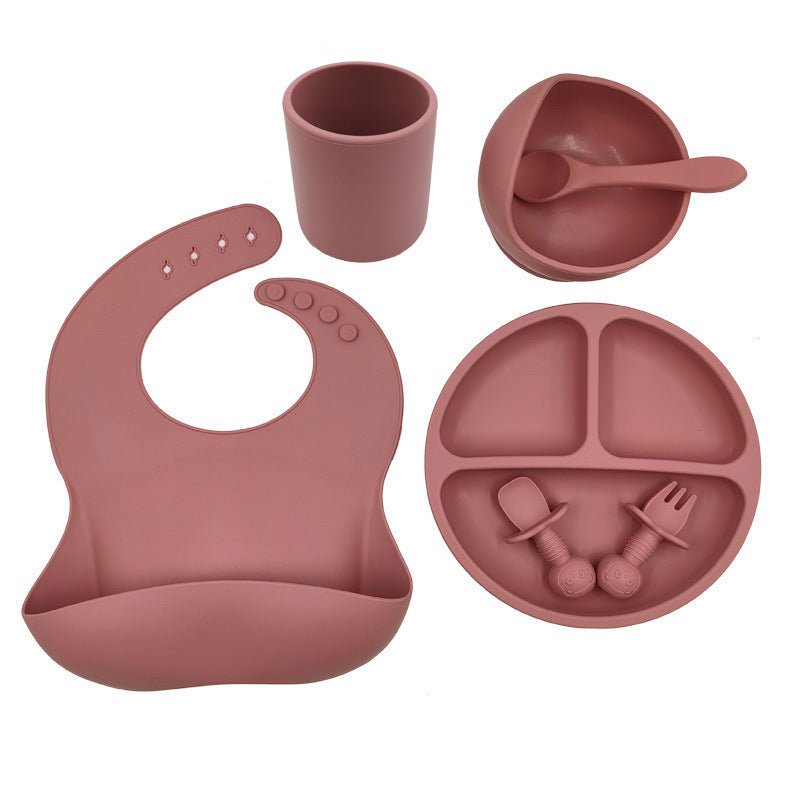 Baby Cutlery Set Silicone Bib Silicone Cup Spoon $37.47 Dana Fashion Color: Wine Red Baby & Mother Product information : Material: food grade silicone, BPA free, in line with the strict testing of the US FDA. Size: bib 23*30cm suction bowl 11.7*8cm dinner