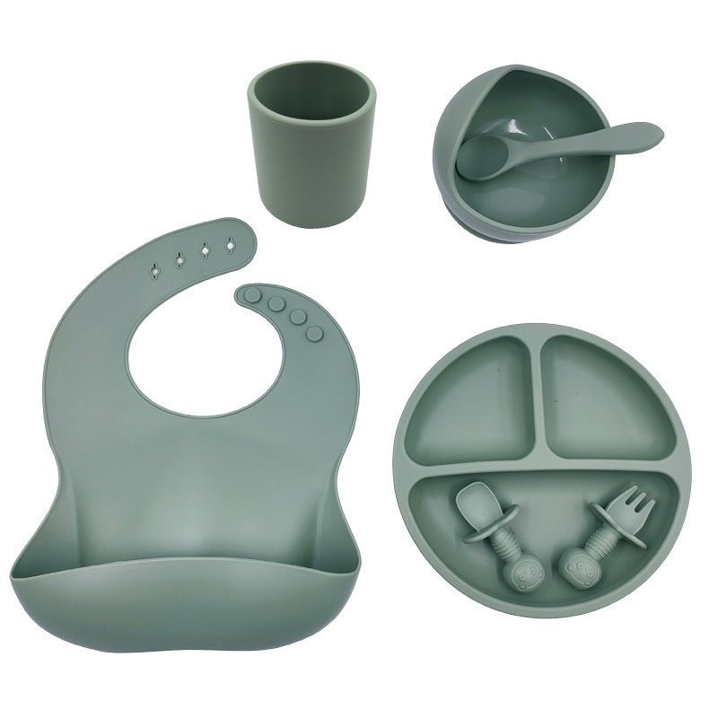 Baby Cutlery Set Silicone Bib Silicone Cup Spoon $37.47 Dana Fashion Color: Green Baby & Mother Product information : Material: food grade silicone, BPA free, in line with the strict testing of the US FDA. Size: bib 23*30cm suction bowl 11.7*8cm dinner pl