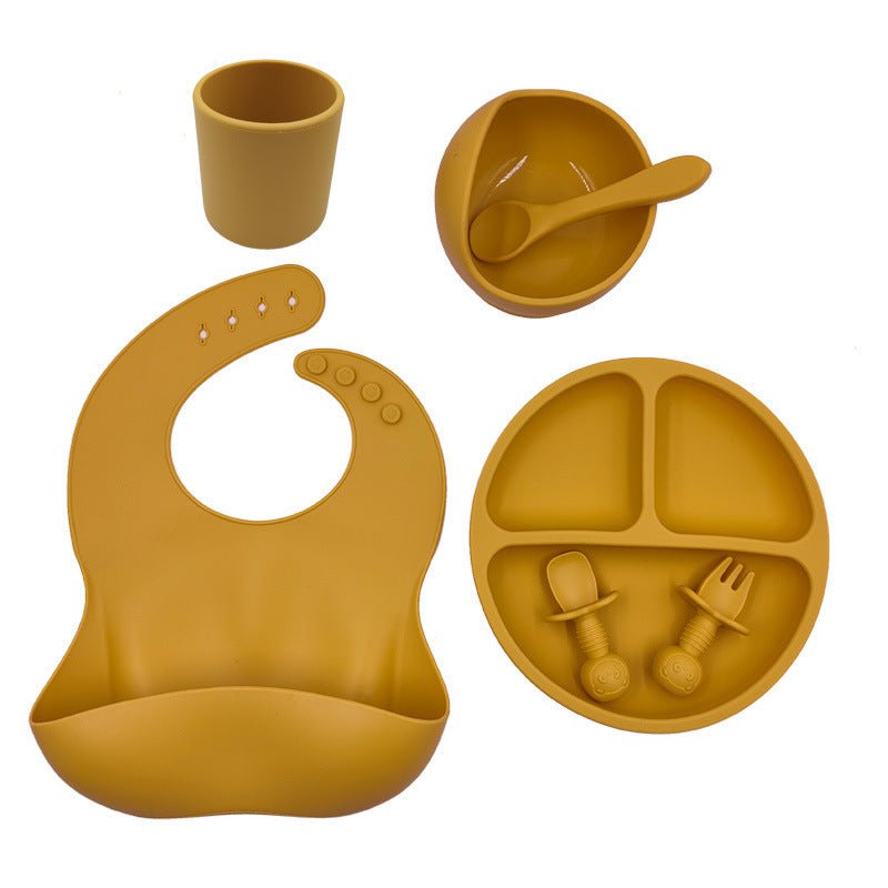 Baby Cutlery Set Silicone Bib Silicone Cup Spoon $37.47 Dana Fashion Color: Yellow Baby & Mother Product information : Material: food grade silicone, BPA free, in line with the strict testing of the US FDA. Size: bib 23*30cm suction bowl 11.7*8cm dinner p
