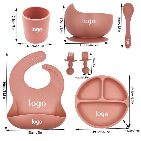 Baby Cutlery Set Silicone Bib Silicone Cup Spoon $37.47 Dana Fashion Color: Beige Baby & Mother Product information : Material: food grade silicone, BPA free, in line with the strict testing of the US FDA. Size: bib 23*30cm suction bowl 11.7*8cm dinner pl